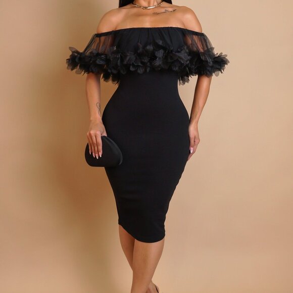 Timeless Ruffled Top Dress- Black - Picture 1 of 2